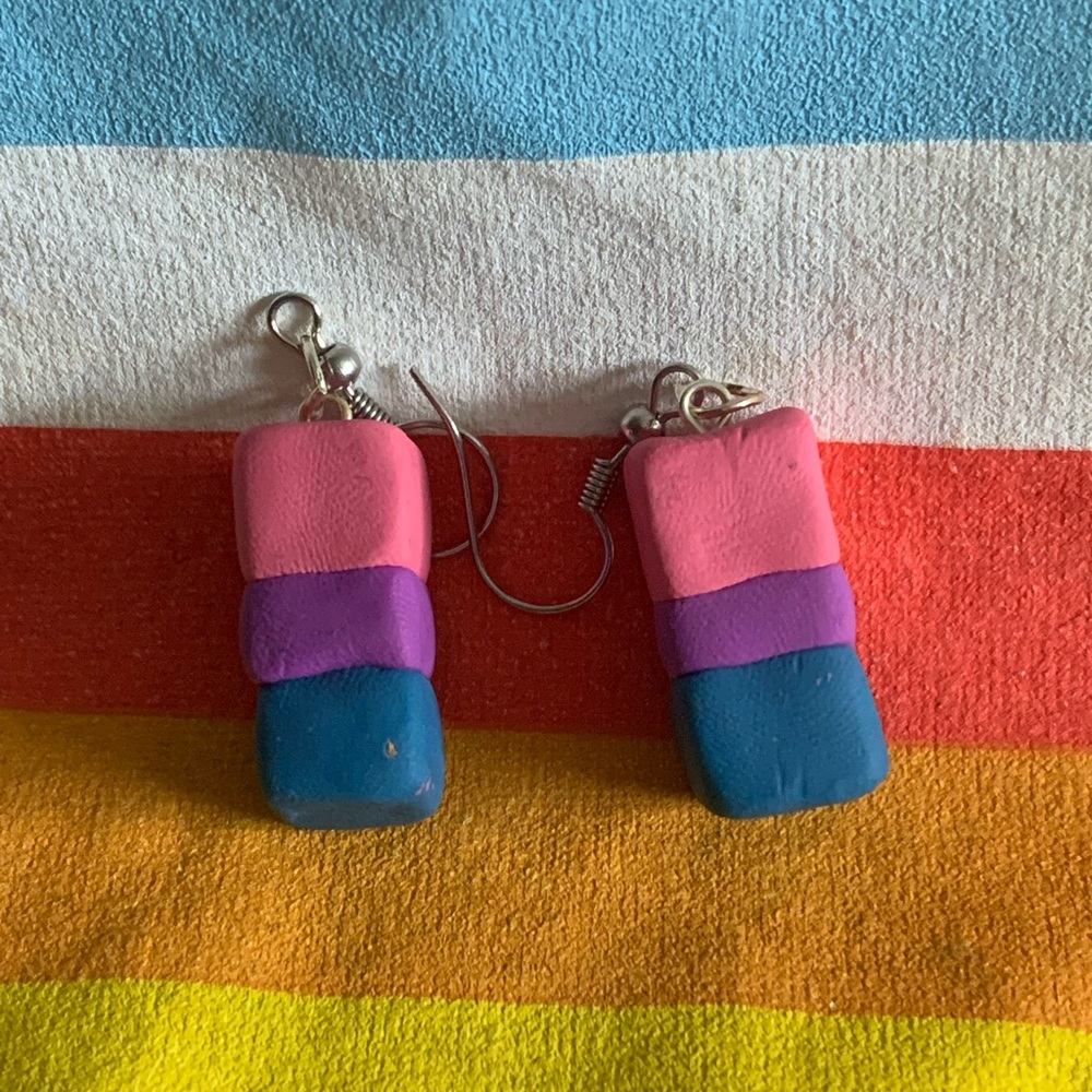 Light Handmade clay bisexual earrings